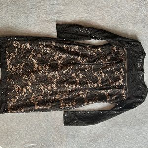black lace sequin dress full sleeve stretchy